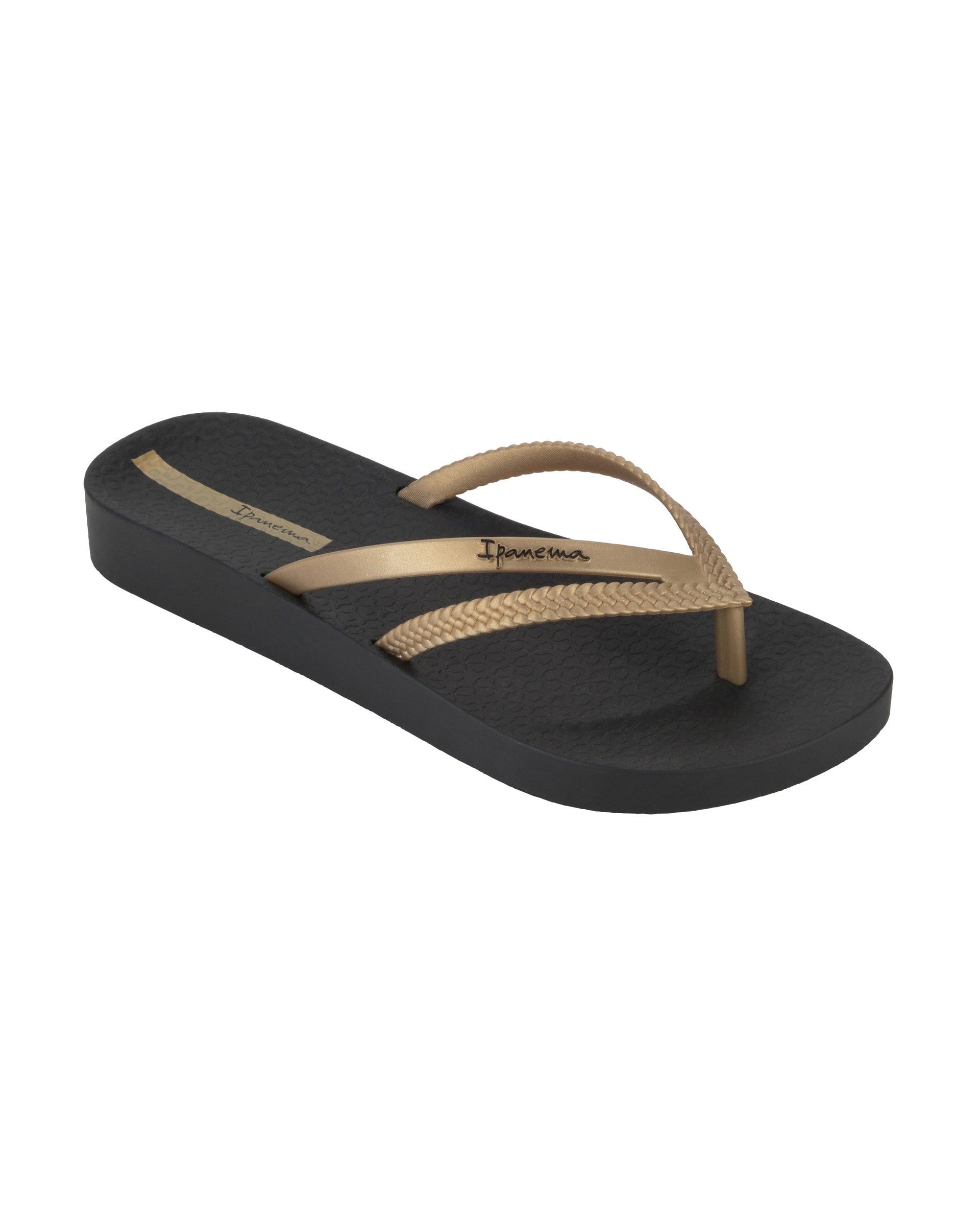 Japonki Damskie Ipanema Bossa Soft Czarne Złote | RDTOLY-321