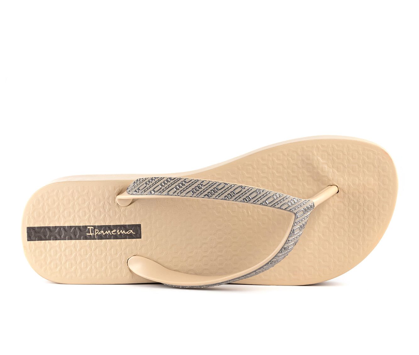 Japonki Damskie Ipanema Mesh Beżowe Srebrne | RWJQFS-895