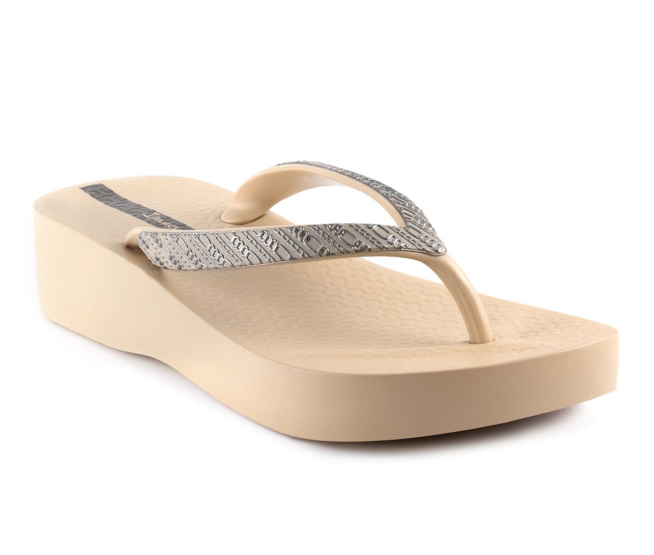 Japonki Damskie Ipanema Mesh Beżowe Srebrne | RWJQFS-895