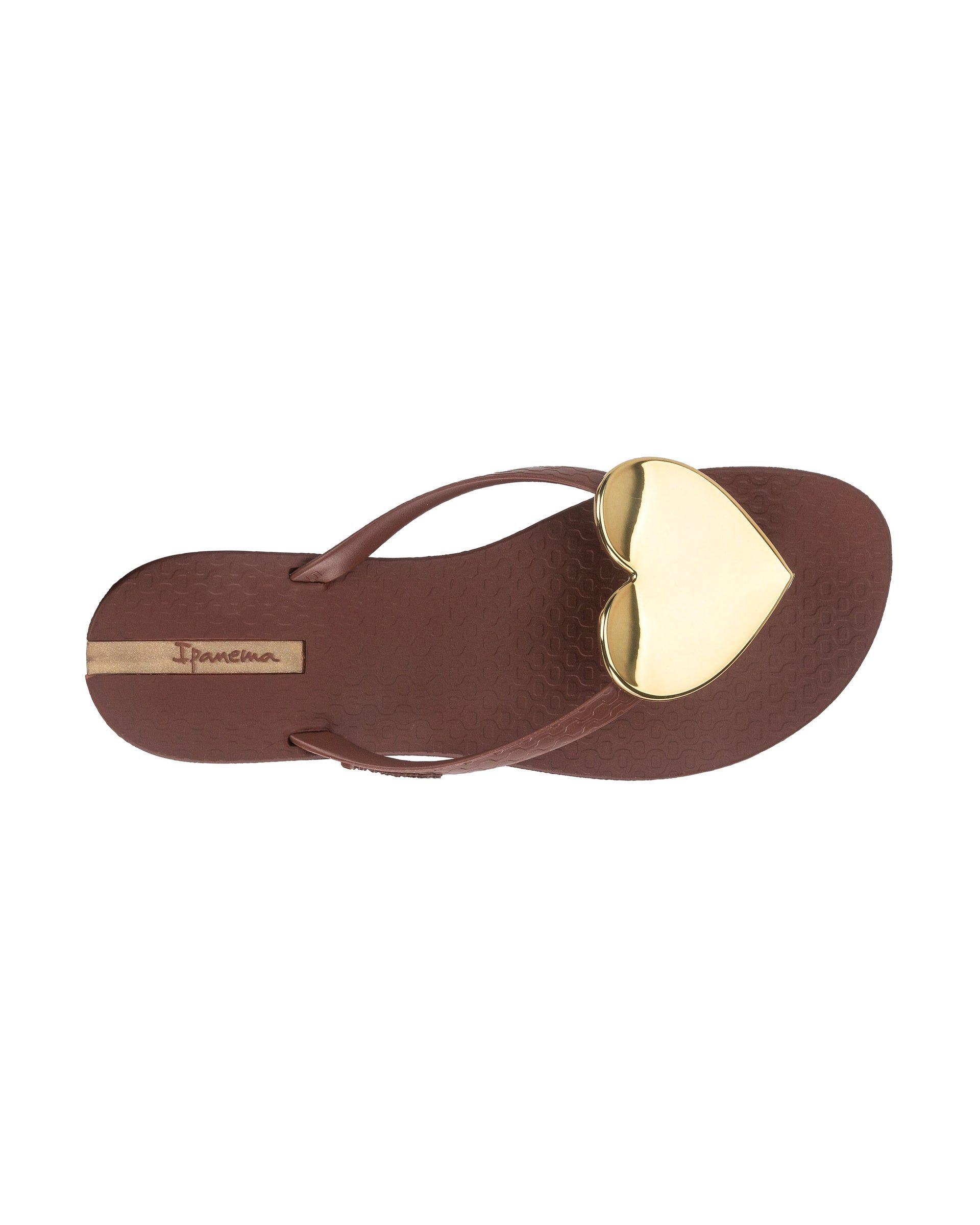 Japonki Damskie Ipanema Wave Heart Brązowe Brązowe Złote | YSRDGQ-043